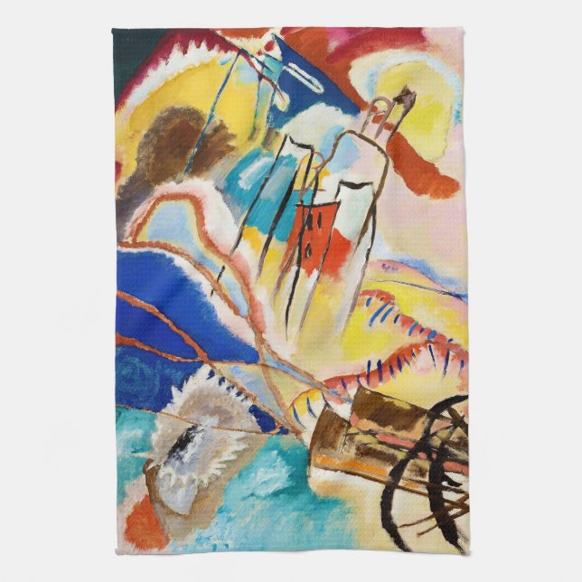 Improvisation 30 (Cannons) by Wassily Kandinsky Tea Towel (Vertical)