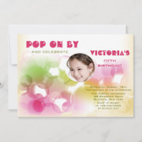 In a Bubble Photo Birthday Invitation