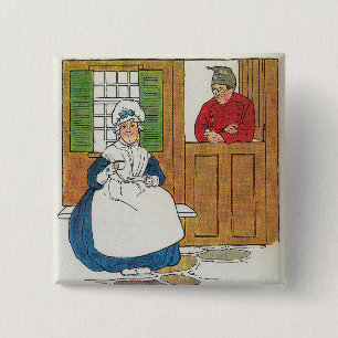 In a cottage in Fife Lived a man and his wife 15 Cm Square Badge