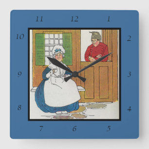 In a cottage in Fife Lived a man and his wife Square Wall Clock