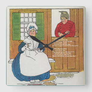 In a cottage in Fife Lived a man and his wife Square Wall Clock
