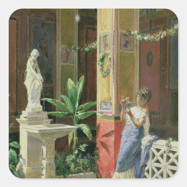 In a Courtyard in Pompeii, 1878 Square Sticker (Front)