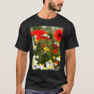 In A Field of Poppies Be A Daisy Acrylic Painting T-Shirt