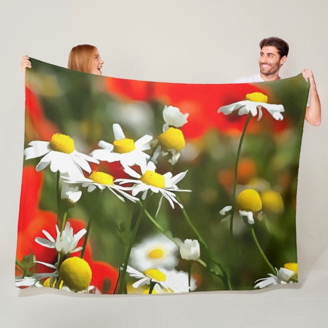 In A Field of Poppies Be A Daisy Fleece Blanket (In Situ)