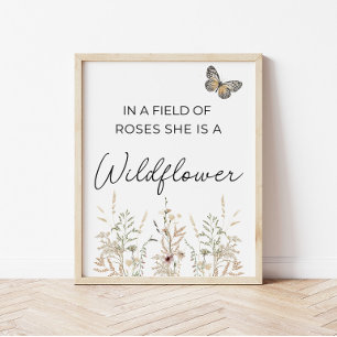 In a field of roses Boho Wildflower Girl Nursery  Poster
