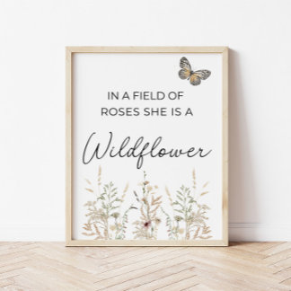 In a field of roses Boho Wildflower Girl Nursery Poster