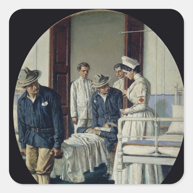 In a military Hospital Square Sticker (Front)
