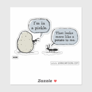 In A Pickle Funny Weird Cartoon Vinyl Sticker