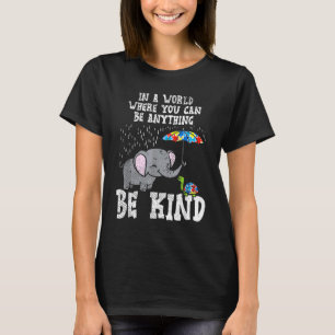 In A World Be Kind Cute Elephant Turtle Umbrella A T-Shirt