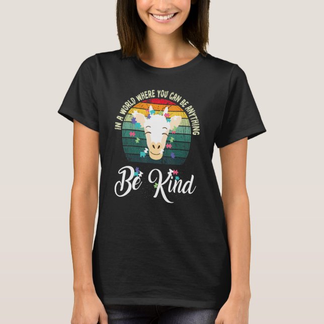 In A World Be Kind Cute Giraffe Autism Awareness T-Shirt (Front)