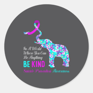 In A World Be Kind Suprt Suicide Prevention Awaren Classic Round Sticker