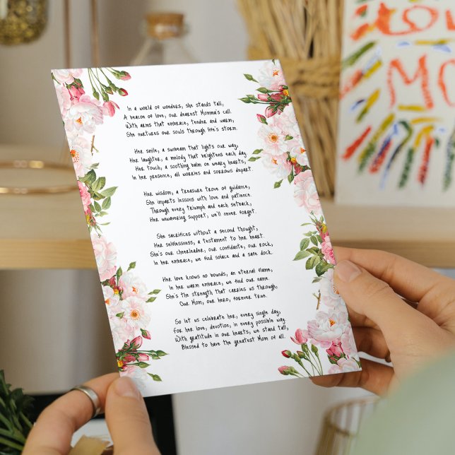 In A World Of Wonders (Poem For Mum) Postcard (In A World Of Wonders (Poem For Mom) Postcard - Birthday Depot Party Supplies Custom Greeting Cards)