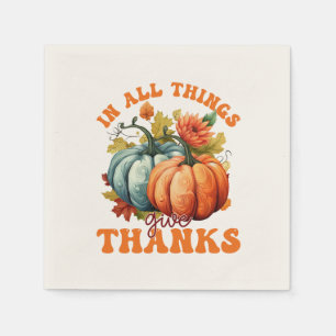 In All Things Give Thanks Pumpkin Napkin