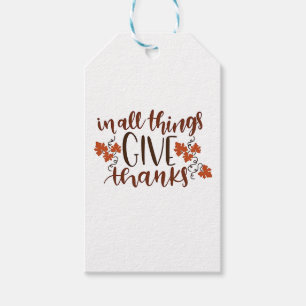 In All Things Give Thanks Thanksgiving Pumpkin  Gift Tags