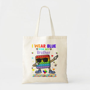 In April I Wear Blue For My Brother Autism Awarene Tote Bag