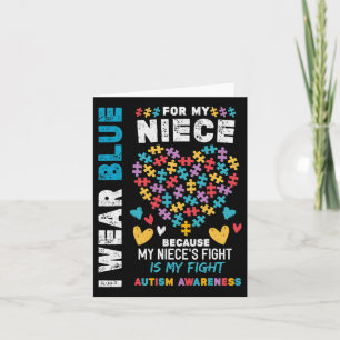 In April I Wear Blue For My Niece Autism Awareness Card