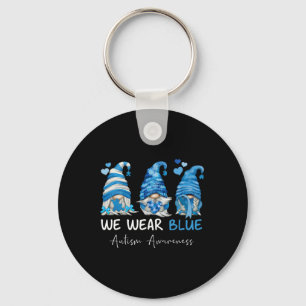 In April We Wear Blue Autism Awareness Gnome Match Key Ring