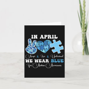 In April We Wear Blue Autism Awareness Groovy Men  Card