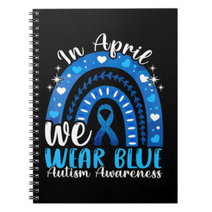 In April We Wear Blue Autism Awareness Leopard Rai Notebook