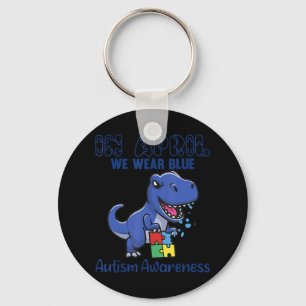 In April We Wear Blue Autism Awareness Month Dinos Key Ring