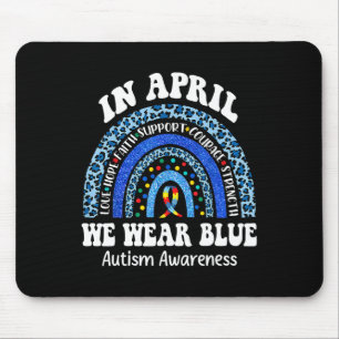 In April We Wear Blue Autism Awareness Month Puzzl Mouse Pad