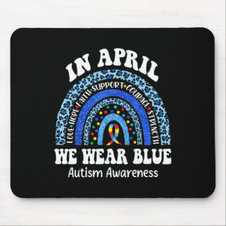In April We Wear Blue Autism Awareness Month Puzzl Mouse Pad
