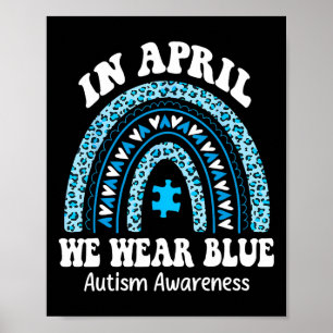 In April We Wear Blue Autism Awareness Month Puzzl Poster
