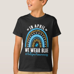 In April We Wear Blue Autism Awareness Month Puzzl T-Shirt