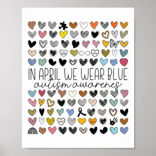 In April We Wear Blue Autism Awareness Neurodivers Poster