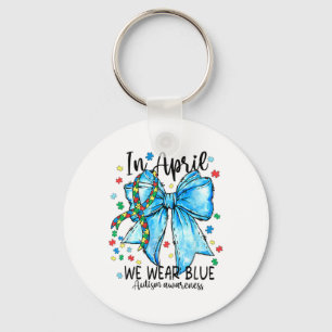 In April We Wear Blue Autism Awareness Puzzle Coqu Key Ring