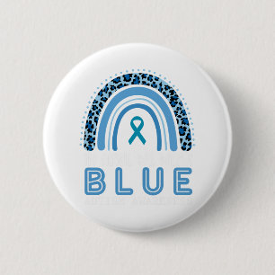 In April We Wear Blue Autism Awareness Rainbow  6 Cm Round Badge