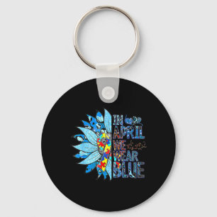 In April We Wear Blue Autism Awareness Special Edu Key Ring