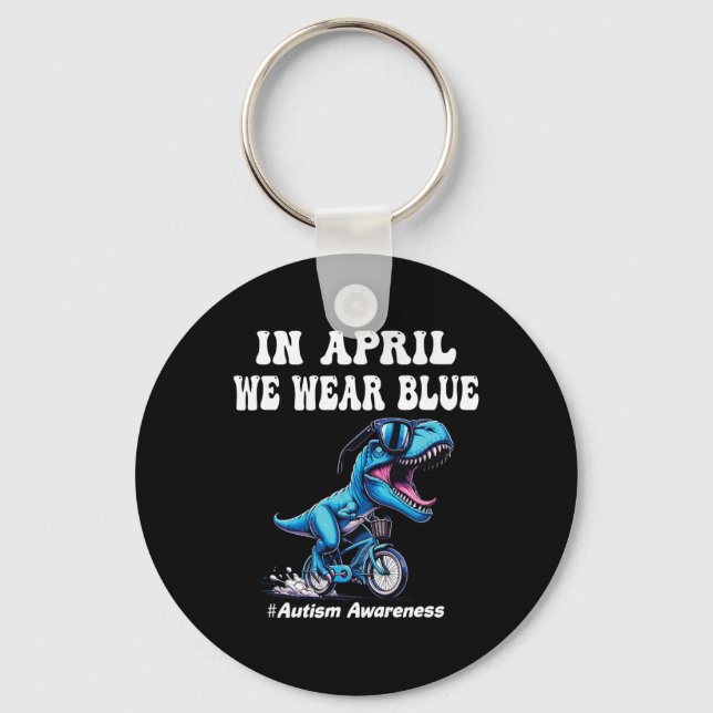 In April We Wear Blue Autism  Key Ring (Front)