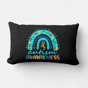 In April We Wear Blue Autism Rainbow Awareness Mon Lumbar Cushion