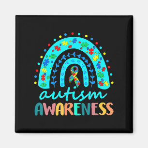 In April We Wear Blue Autism Rainbow Awareness Mon Magnet