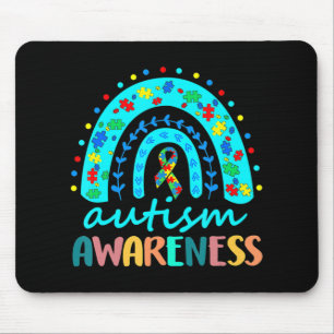 In April We Wear Blue Autism Rainbow Awareness Mon Mouse Pad