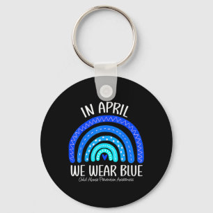 In April We Wear Blue Child Abuse Prevention Aware Key Ring