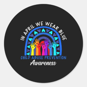 In April We Wear Blue Cool Child Abuse Prevention  Classic Round Sticker