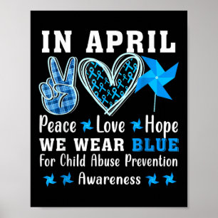 In April We Wear-blue For Child Abuse Prevention P Poster