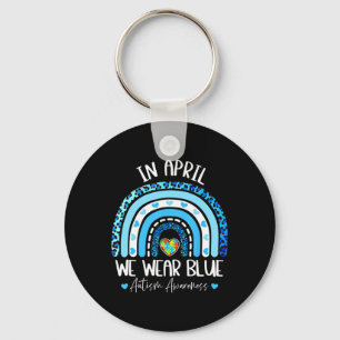 In April We Wear Blues Autism Awareness Month Puzz Key Ring