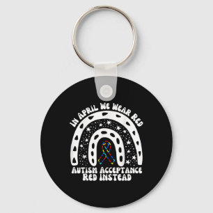 In April We Wear Red Autism Awareness Acceptance R Key Ring