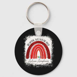 In April We Wear Red Instead Autism People Accepta Key Ring