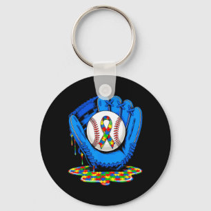 in April Wear Blue Autism Baseball Drip Men Women Key Ring