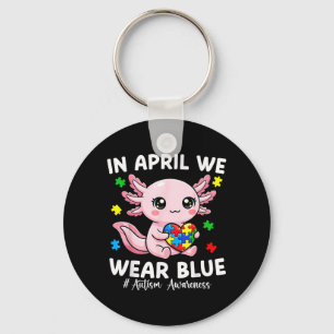 in April Wear Blue Kids Girls Autism Awareness Key Ring