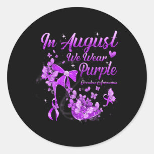 In August We Wear Purple Butterfly Overdose Awaren Classic Round Sticker