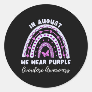 In August We Wear Purple Overdose Awareness Rainbo Classic Round Sticker