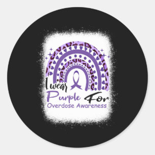 In August we wear purple Rainbow Overdose Awarenes Classic Round Sticker