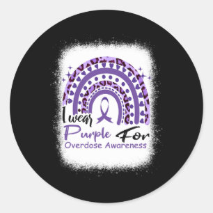 In August We Wear Purple Rainbow Overdose Awarenes Classic Round Sticker