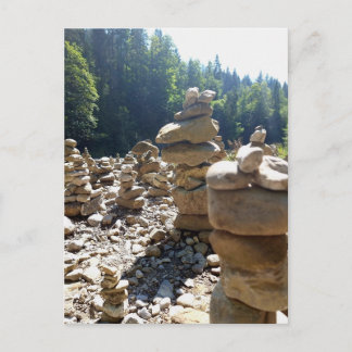 In Balance – Stone Towers in Nature Postcard