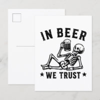 In beer we trust chilling skeleton beer pong